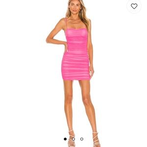 Hot pink superdown mini dress with straps